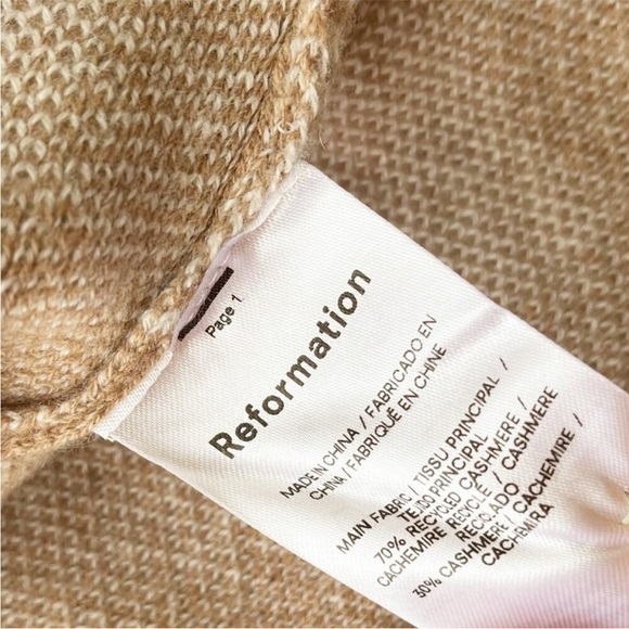 Reformation Fonte Beige Checked Cropped Cashmere Tank Top Size S - Picture 4 of 4